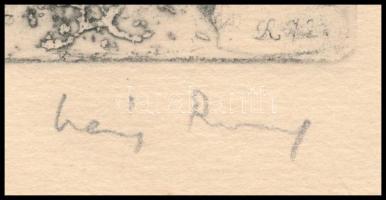 Láng Rudolf (1904-1991): Madárka. Rézkarc, papír, jelzett. 16,5×27,5 cm