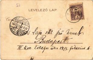 1901 Száz zsidó egy sorba Deputáczióba... / Jewish people humour. Judaica, M. J. F. B. litho s: Hege...