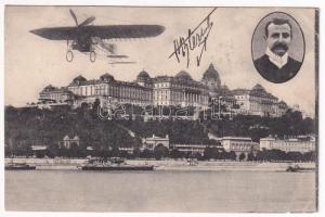 1909 Budapest I. Bleriot repülőgépe a Királyi vár felett, montázs (EB)