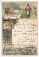 Lviv, Lwów, Lemberg (Gallicya, Galizien); Menu - Chocolat Suchard / Swiss chocolate advertising, folklore. Art Nouveau, floral, litho (non PC) (18 x 12 cm) (EK)