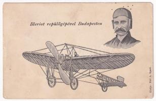 1909 Budapest, Bleriot repülőgépével Budapesten. Biró A. kiadása (EM)