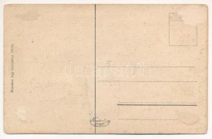 Budapest, Üdvözlet Budapestről. Leporellólap 10 kis képpel, hátizsákos túrázó gyerekkel (ragasztónyo...