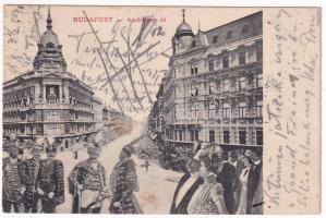 1906 Budapest VI. Andrássy út, Fonciere Pesti Biztosító Intézet. S.D.M. 149. Montázs díszmagyarba öltözött nemesekkel, hölgyekkel és urakkal (fl)
