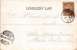 1900 Gödöllő, Királyi kastély, I. Ferenc József vadászruhában puskával. Pick Testvérek Art Nouveau, ...