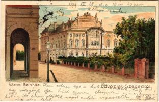 1899 (Vorläufer) Szeged, Városi színház. Kosmos műintézet. Fényképfelvétel Keglovich E. műterméből. litho (EK)