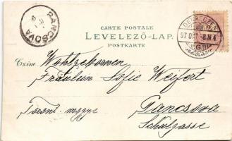 1897 (Vorläufer!) Debrecen, Piac keleti részlete, Bika szálloda, Református templom és kollégium, vá...