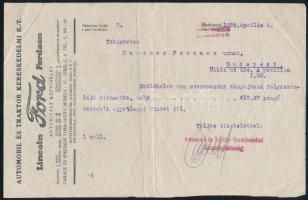 1930 Ford Lincoln szalon 2 db fejléces levél