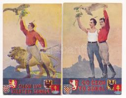 Co Cech to Sokol! / Sokol cseh nacionalista torna mozgalom - 6 db sport propaganda képeslap, teljes ...