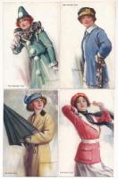C. W. Barber - 12 db régi amerikai művész képeslap hölgyekről / 12 pre-1925 American art postcards of ladies. The Carlton Publishing Co.
