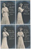 1907 A hét napjai - 7 darabos teljes romantikus képeslapsorozat, jó állapotban / Days of the Week - complete, 7-part romantic postcard series in good condition