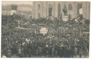 1921 Kolozsvár, Cluj; Anyafarkas-szobor avatási ünnepsége / Statuia Lupa Capitolina / inauguration ceremony of the Capitoline Wolf Statue. photo