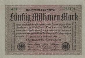 Német Birodalom / Weimari Köztársaság 1923. 50.000.000M (2x) szürke papíron, egymás utáni sorszámokk...