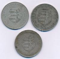 1947. 5Ft Ag "Kossuth" (3x) T:VF,F patina Adamo F8.1