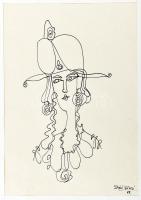 2 db Dóra István (Dhora): absztrakt grafika. Ceruza, tus, papír. Jelzett, paszpartuban 27x19 cm