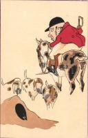 Hunter, dog, hand-painted