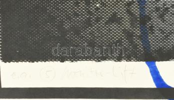 Lux Antal (1935-): Monitor-lift, 1990. Szitanyomat, monotípia, papír. Jelzett és datált (A Lux 90), ...