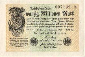 Német Birodalom / Weimari Köztársaság 1923. 20.000.000M (2x) egymás utáni sorszámokkal T:I