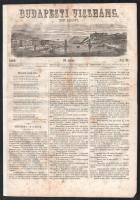 1856 Budapesti Visszhang 31. szám Jul. 31. 1856. A címlapon a budapesti panoráma fametszetű képével, a Lánchíddal, a budai királyi palotával, háttérben a Gellért-heggyel. Pest, Herz János, valamint 2 szövegközti fametszetű képpel illusztrált, korabeli reklámokkal, restaurált, foltos, 253-260 p.