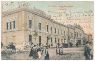 1905 Nagykároly, Carei; Megyeháza. Csókás László kiadása, montázs / county hall. montage (EK)