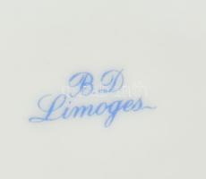 Limoges virágmintás bonbonier, jelzett, kopással d: 12 cm