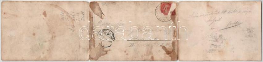 1906 Vízakna-sós-gyógyfürdő, Salzburg, Ocna Sibiului; 3-részes kinyitható panorámalap / 3-tiled fold...