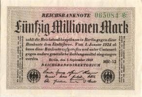 Német Birodalom / Weimari Köztársaság 1923. 50.000.000M (6x) fehér papíron, közte egymás utáni ill. közeli sorszámokkal T:II,III