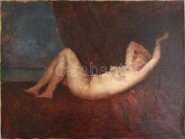 Basch Andor (1885-1944): Női akt. Olaj, vászon, jelezve jobbra lent, 33×44 cm / Basch Andor (1885-1944): Female nude. Oil on canvas, signed, 33×44 cm