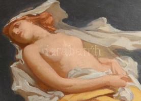 Stein János Gábor (1874-1944): Női akt. Olaj, karton, jelzés nélkül, 27×34 cm, fakeretben / Stein Já...