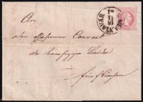 1867 5kr levélen / on cover "BARANYAVÁR" - Fünfkirchen
