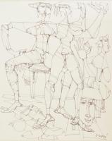 Joseph Szabó (Szabó József, 1925-2010): Három grácia. Tus, papír, jelezve jobbra lent. Kiállítva: Mu...