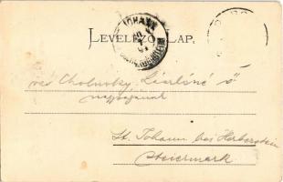 1904 Orsova, Korona kápolna. Montázs urakkal és hölgyekkel / chapel. Montage with gentleman and ladi...