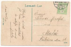 1916 Arad, Marospart, templomok. Montázs gyerekekkel / Mures riverside, churches. Montage with child...