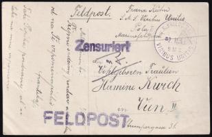 1915 Tábori posta képeslap "S.M.S. VIRIBUS UNITIS", 1915 Field postcard "S.M.S. VIRIBUS UNITIS"