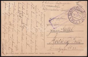 1917 Tábori posta képeslap "K.u.k. Seefliegerkommando Pola", 1917 Field postcard "K.u.k. Seefliegerkommando Pola"