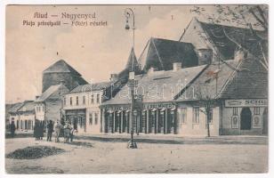 Nagyenyed, Aiud; Piata principala, Farmacie / Fő tér, gyógyszertár, Lang, Rosenthal & Palmhert üzlete. Székelyné kiadása / main square, pharmacy, shops (fa)