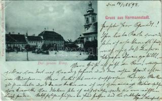 1898 (Vorläufer) Nagyszeben, Hermannstadt, Sibiu; Der grosse Ring / piac. G. A. Seraphin kiadása / market (vágott / cut)