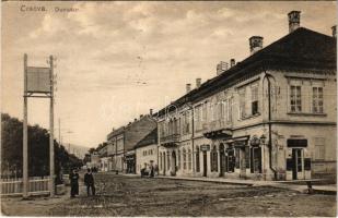 Orsova, Dunasor, Weber János üzlete, zálogház, könyvnyomda. Hutterer G. kiadása / shops, street view (EK)