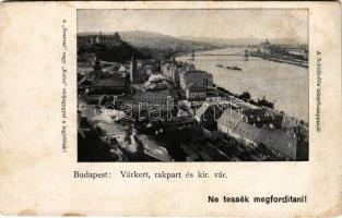 Budapest I. Várkert, rakpart és királyi vár, Tabán. Hátoldalon Schicht szappan reklám (EK)