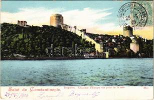 1906 Constantinople, Istanbul; Bosphore, Chateau dEurope vue prise de la mer / castle (small tear)