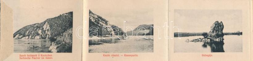 1910 Orsova, Kazán-szoros. leporellolap 10 képpel / Kasanpartie / Cazane / gorge. leporellocard with...