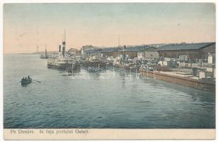 Galati, Galatz; Pe Dunare, In fata portului / Danube port, steamships (EK)