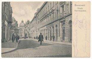 1906 Bucharest, Bukarest, Bucuresti, Bucuresci; Strada Stavreopoleos / street, shop of N.S. Hornstein (EK)