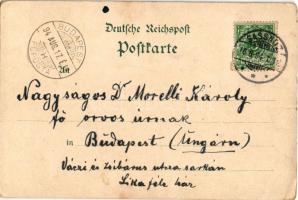 1894 (Vorläufer!!!) Sassnitz (Rügen), general view. Lithogr. Kunstanstalt v. Carl Garte. Art Nouveau...
