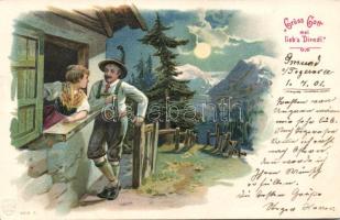Austrian folklore Embossed Litho