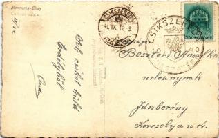 1940 Csíkszereda, Miercurea Ciuc; látkép. "Csík visszatért 1940. szeptember 11." bevonulás...