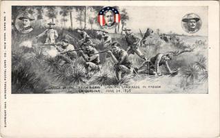 Charge of the Rough Riders upon the Spaniards in ambush. La Quasina, June 24. 1898. (EK)