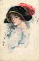 1917 Lady art postcard. WSSB No. 5558. s: Court Barber (r)