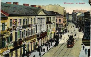 Warszawa, Varsovie, Warschau, Warsaw; Ul. Nalewki / street view, tram, shops (small tear)