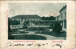 1900 Balatonfüred, Grand Hotel szálloda és fedett sétány, Wild Péter étterme. Köves és Boros kiadása (EM)