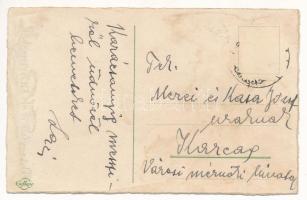 Üdvözlet a Krampusztól! szánkón / Krampus greeting, sledding. Cellaro litho (fl)